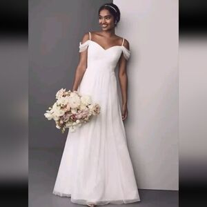 Elegant White Off-Shoulder Wedding Dress